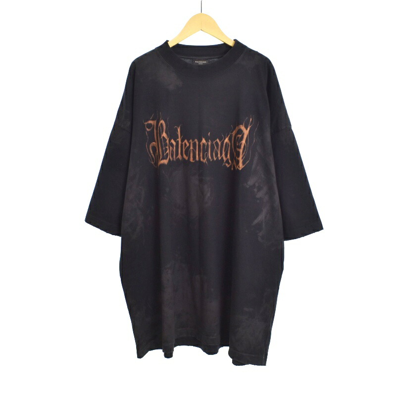 バレンシアガ★23SS ダメージ加工テープロゴカットソー ロングスリーブTシャツ バレンシアガ☆23SS ダメージ加工テープロゴカットソー ロング