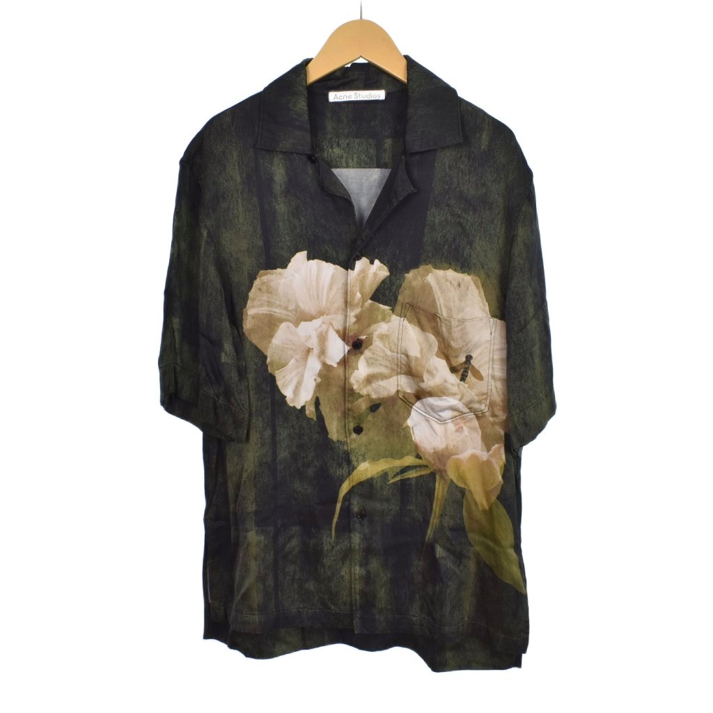 【中古】アクネ ストゥディオズ Acne Studios 21SS SIMON FLORAL PRINT SHIRT オープンカラーシャツ 半袖 花柄 プリント 44 緑 グリーン FN-MN-SHIR000403 ☆AA★ メンズ 【ベクトル 古着】 250825