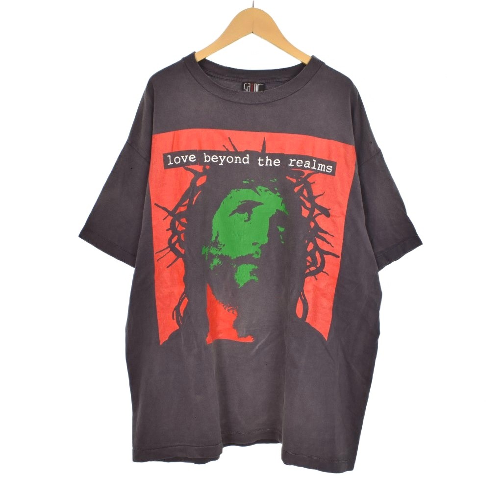 【中古】セントマイケル SAINTMICHAEL 24SS KK_SS TEE LOVE BEYOND Tシャツ 半袖 プリント ダメージ加工 XL グレー SM-YS8-0000-C23 メンズ 【ベクトル 古着】 250918