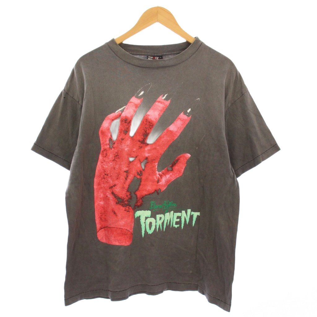 【中古】セントマイケル SAINTMICHAEL 23SS DEVIL HND デビルハンド Tシャツ カットソー 半袖 プリント ダメージ加工 M グレー SM-S23-0000-003 /KH メンズ 【ベクトル 古着】 251010
