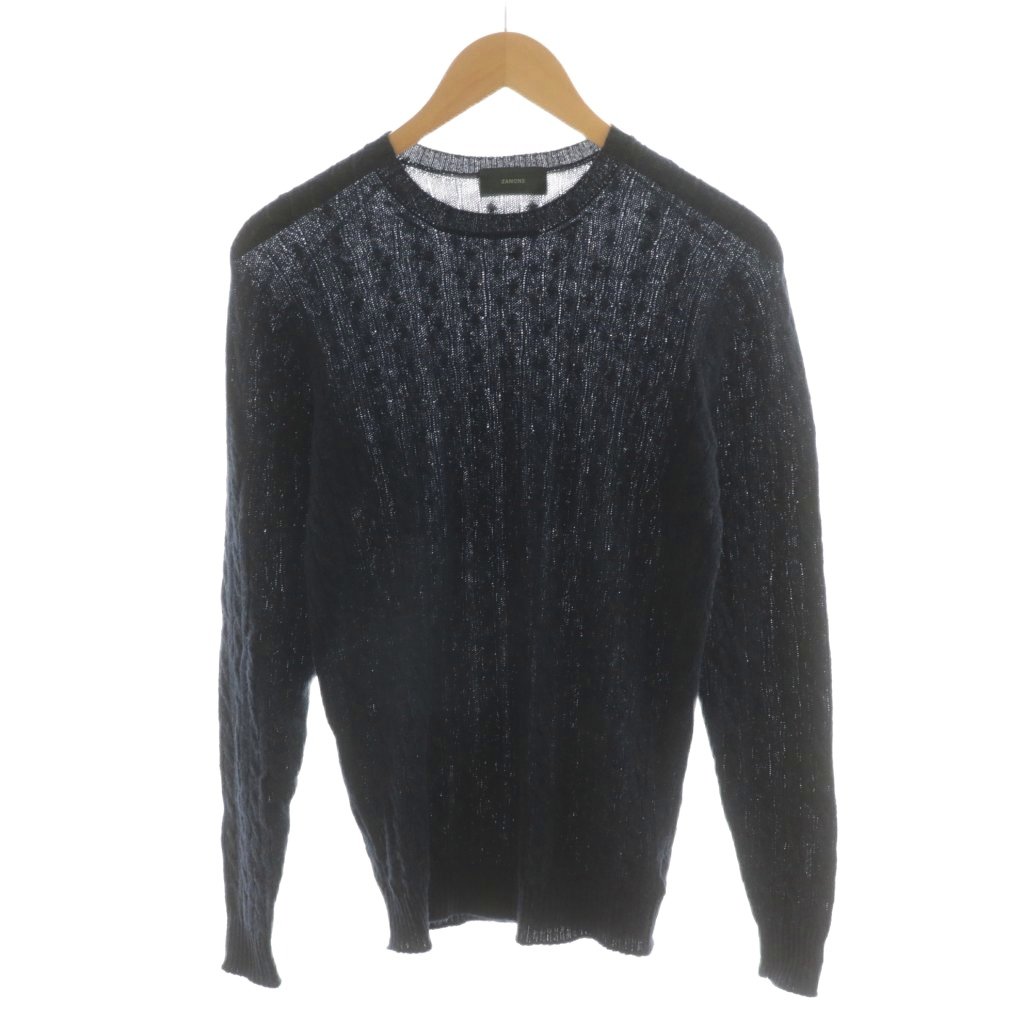 【中古】ザノーネ ZANONE ニット セーター 長袖 キャメル 46 紺 ネイビー 7ETJP1 ZC111 /AN24 メンズ 【ベクトル 古着】 251112