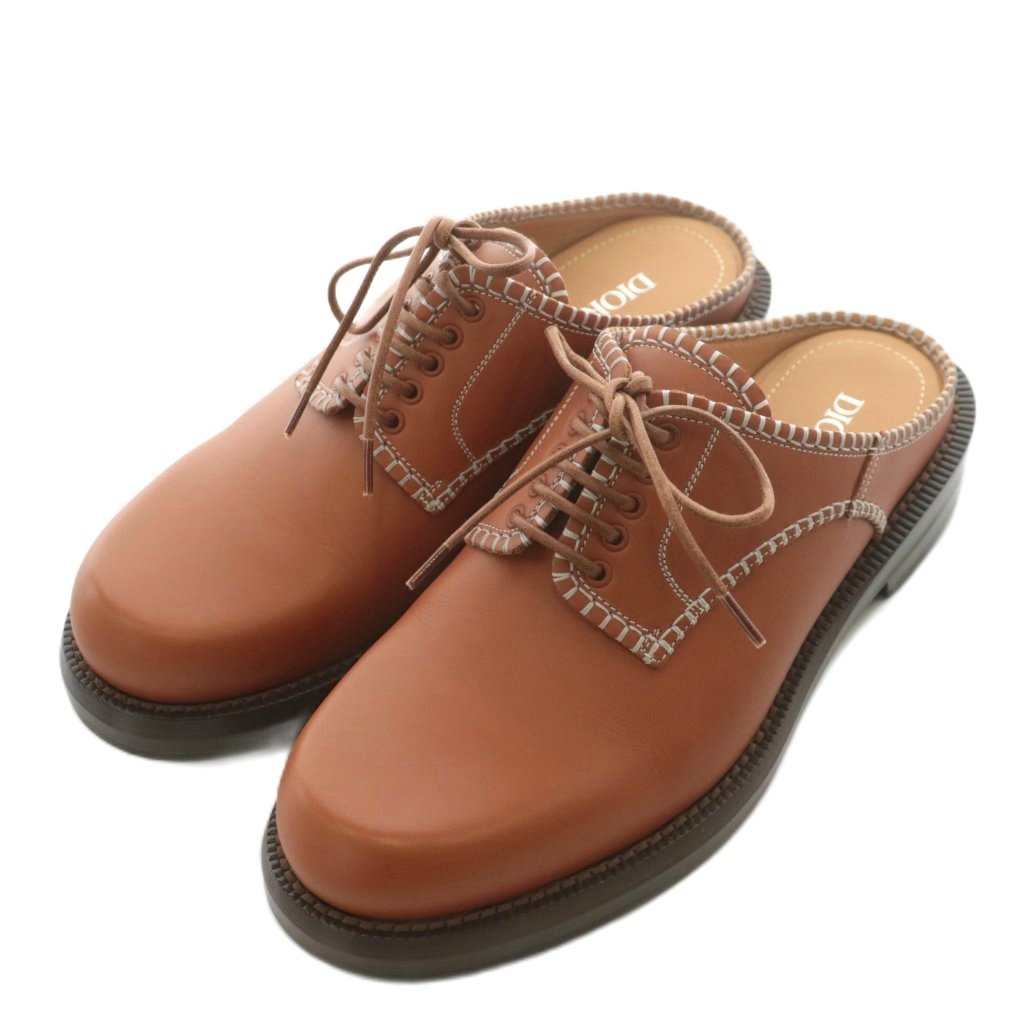 【中古】未当て嵌める品 クリスチャンディオール Dior × デニムティアーズ DENIM TEARS カーロ 横すべり ミュール CARLO LACEUP MULE サンダル スピード競技繰り上げる なめし革 41 茶 赤銅色 3DE361ZMP70041 /AN5 ☆AA★ メンズ 【ベクター 古着】 251106