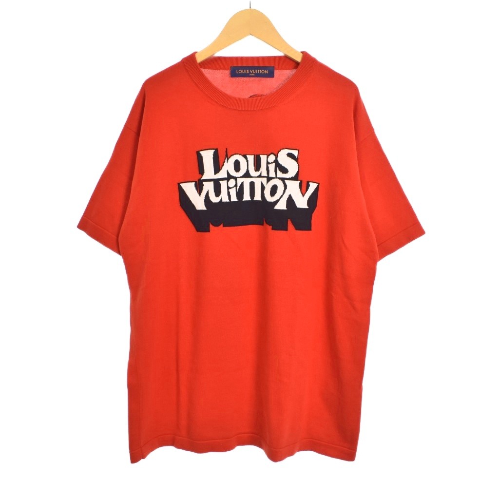 【中古】ルイヴィトン LOUIS VUITTON 23SS 編み物 プルオーバー 半袖 ロゴタイプ ひな形 M 赤 赤いこと RM2319 JL4 HON01W メンズ 【ベクター 古着】 251106