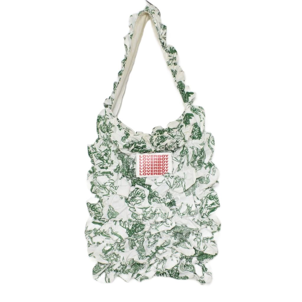 【中古】チャールズ ジェフリー ラバーボーイ Charles Jeffrey Loverboy Logo-Patch Shirred Tote Bag ロゴパッチ シェル トートバッグ 白 ホワイト メンズ 【ベクトル 古着】 251112