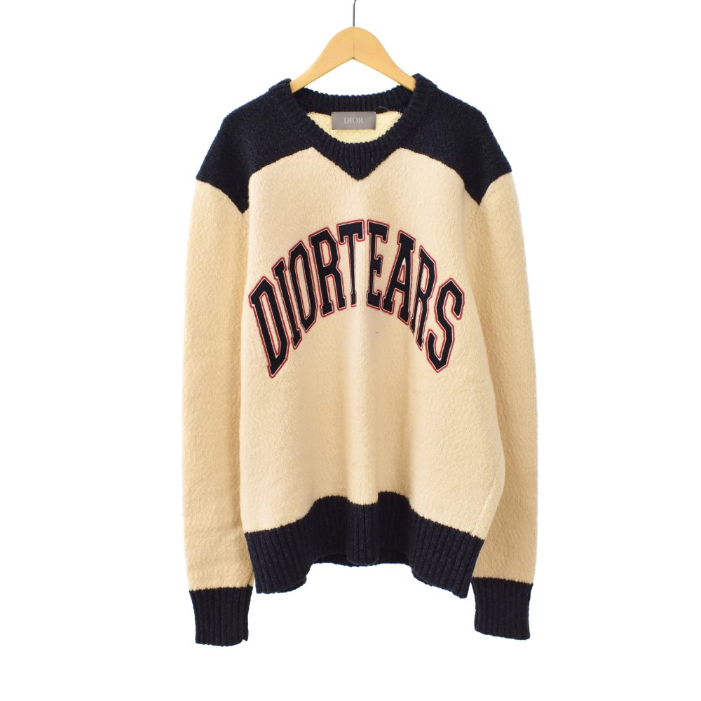 【中古】ディオール Christian Dior デニムティアーズ DENIM TEARS 23AW 向こう正面ロゴタイプ 編み物 スウェーター XL 象牙色 393M652AT657 ☆AA★ メンズ 【ベクター 古着】 260122