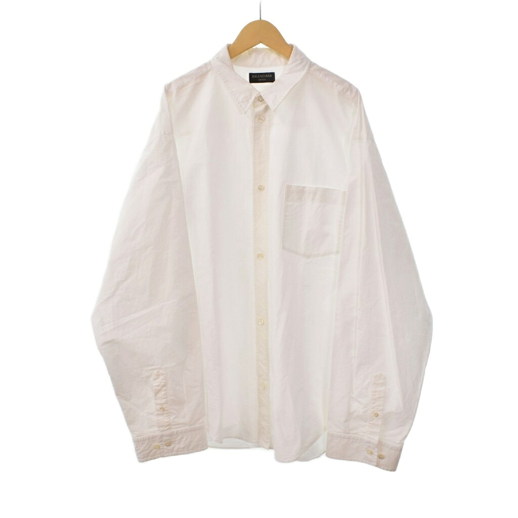 【中古】バレンシアガ BALENCIAGA レギュラーカラーシャツ 長袖 ロゴ 刺? S 白 ホワイト 791241 ☆AA★ メンズ 【ベクトル 古着】 260128 20,164円