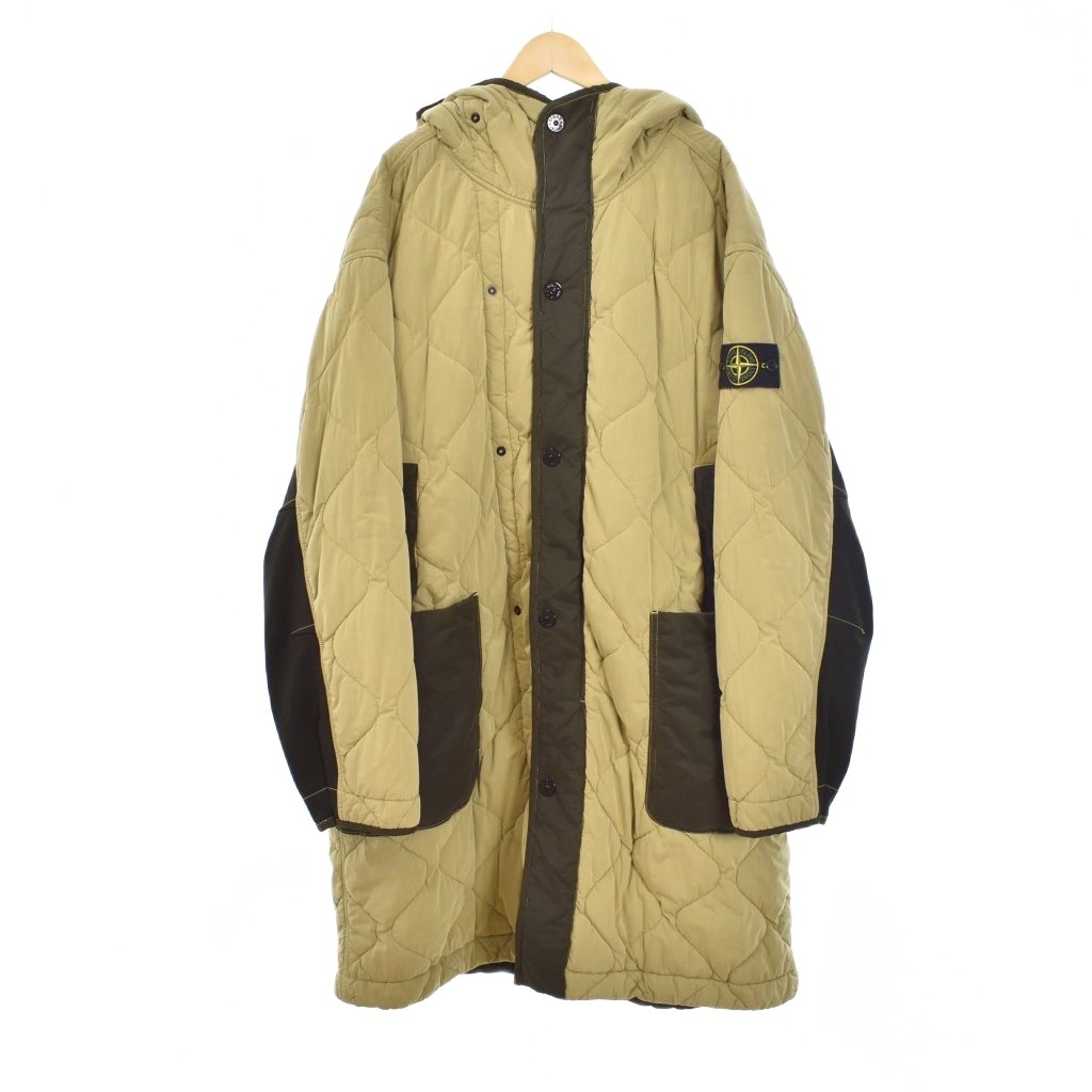 【中古】ストーンアイランド STONE  24AW Compass-motif hooded quilted coat キルティングコート ジャケット フード L ベージュ 791570133 ☆AA★ メンズ 【ベクトル 古着】 260121
