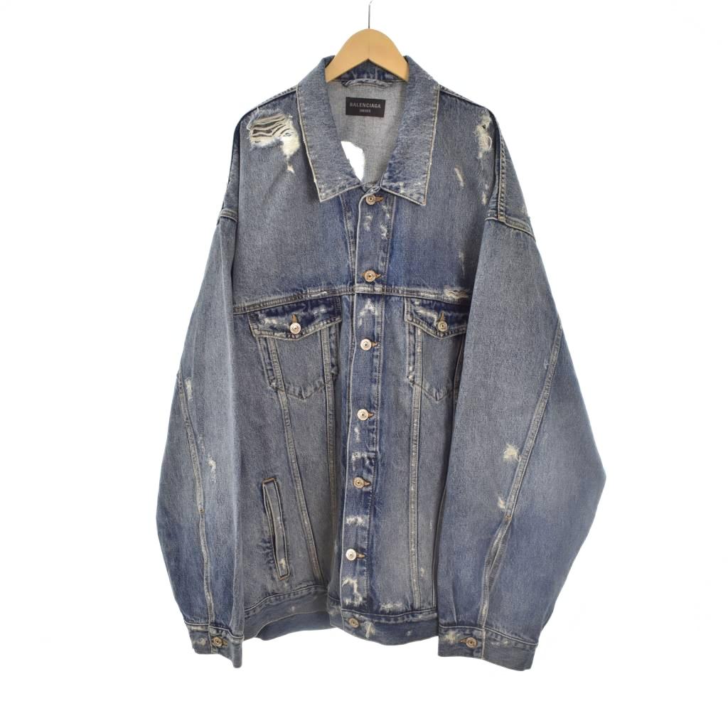 【中古】バレンシアガ BALENCIAGA スーパー デストロイ オーバーサイズ デニムジャケット 4 インディゴ 748022 ☆AA★ メンズ 【ベクトル 古着】 260218｜ブランド古着の買取販売ベクトル