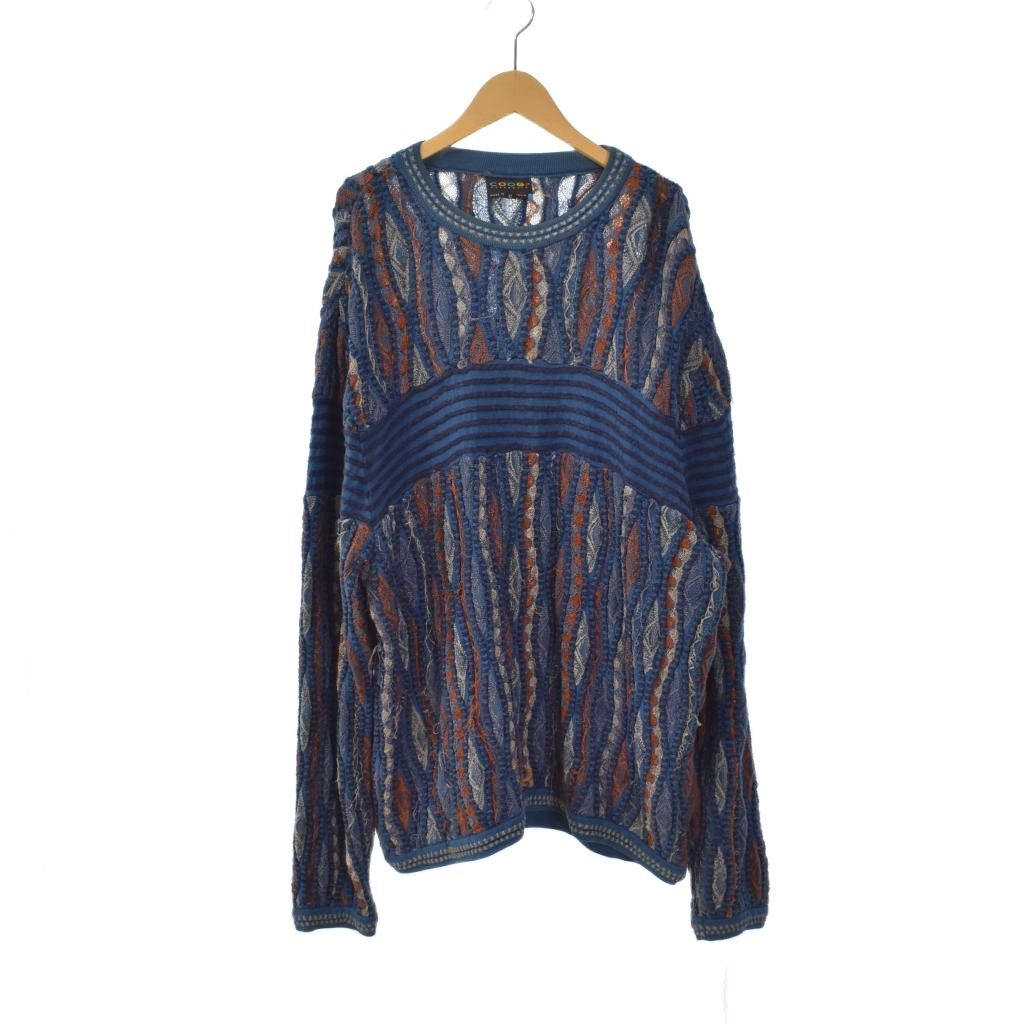 【中古】COOGI クージー 3Dニット セーター 総柄 厚手 XL マルチカラー 青 ブルー オレンジ アイボリー メンズ 【ベクトル 古着】 260206|ブランド古着の買取販売ベクトル