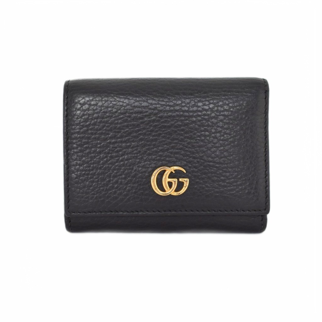 【中古】グッチ GUCCI プチマーモント 折り紙入れ ミニウォレット なめし革 黒 黒いこと 474746 ☆AA★ メンズ レディース 【ベクター 古着】 260218