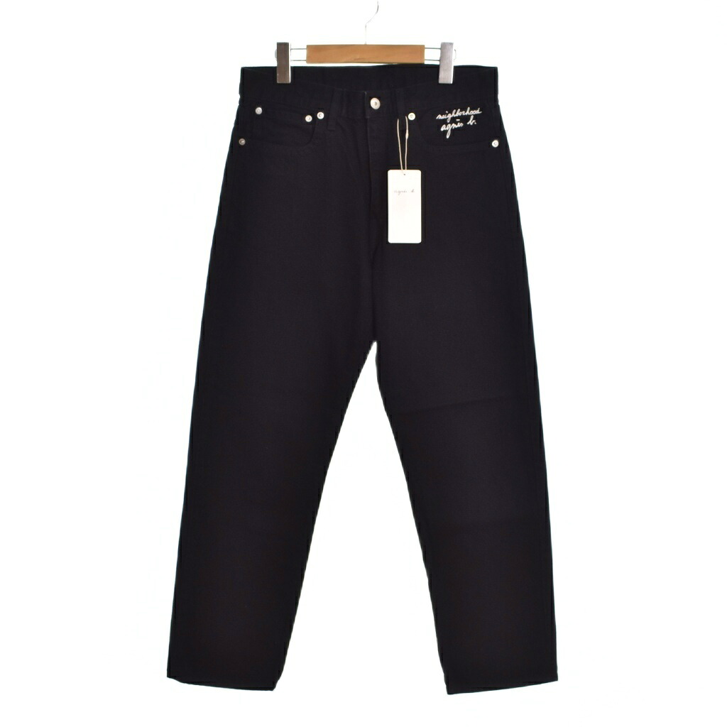 【中古】未使用品 アニエスベー agnes b. ネイバーフッド NEIGHBORHOOD STRAIGHT PANTS ストレートパンツ デニムパンツ ジーンズ S 黒 ブラック Y826AR25 メンズ 【ベクトル 古着】 260225