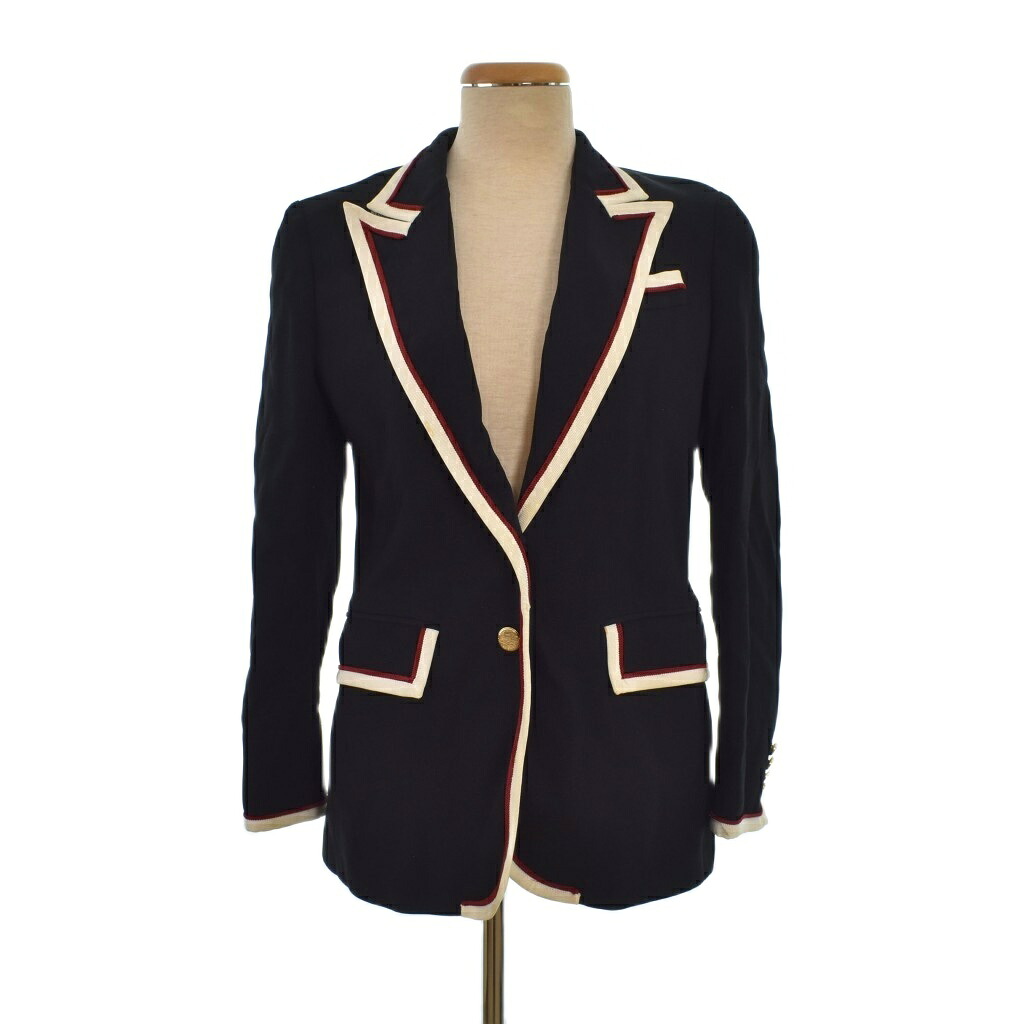【中古】グッチ GUCCI 2018年製 Stretch Viscose Jacket テーラードジャケット シングル 傍えベンツ 42 黒 黒いこと 523859 ☆AA★ レディース 【ベクター 古着】 260301