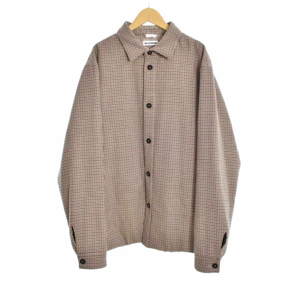 【中古】ジルサンダー JIL SANDER 18AW チェック柄 シャツ ジャケット 長袖 48 茶 ブラウン JSMN400136 メンズ 【ベクトル 古着】 260303｜ブランド古着の買取販売ベクトル