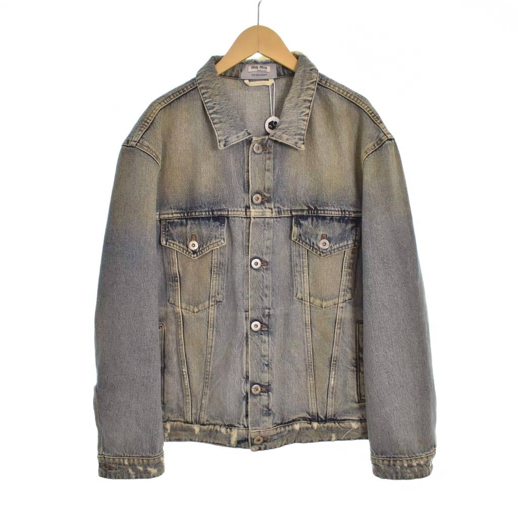 【中古】ミュウミュウ miumiu 20年製 ジーンズ上衣 Gジャン 不都合産業 36 青 青碧 GWB060 1X93 メンズ 【ベクター 古着】 260308