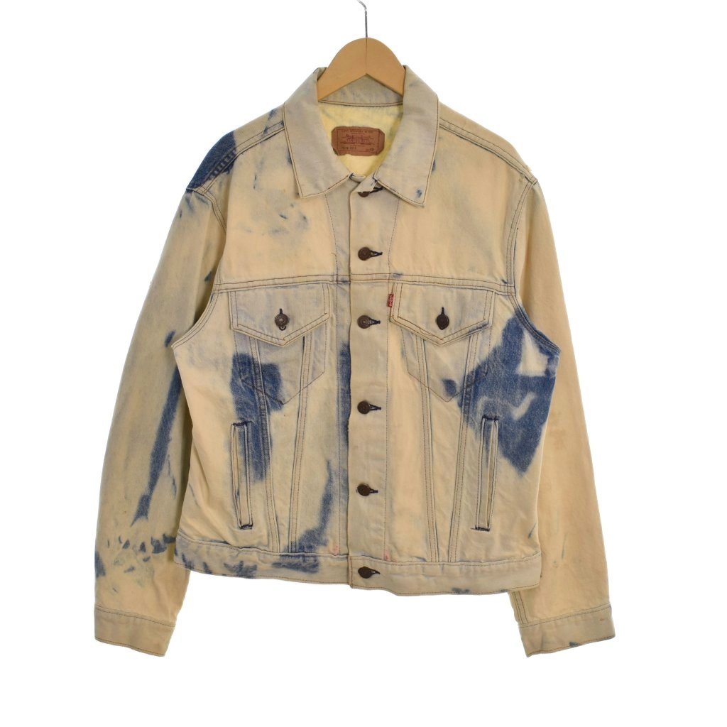 【中古】リーヴァイズジーンズ Levi\u0027s ジーンズ上衣 厚地の外套 長袖 向こう正面名取り草 ブリーチ製作 タイダイ 白 白いこと 青 青み 70506 0214 【ベクター 古着】 260313