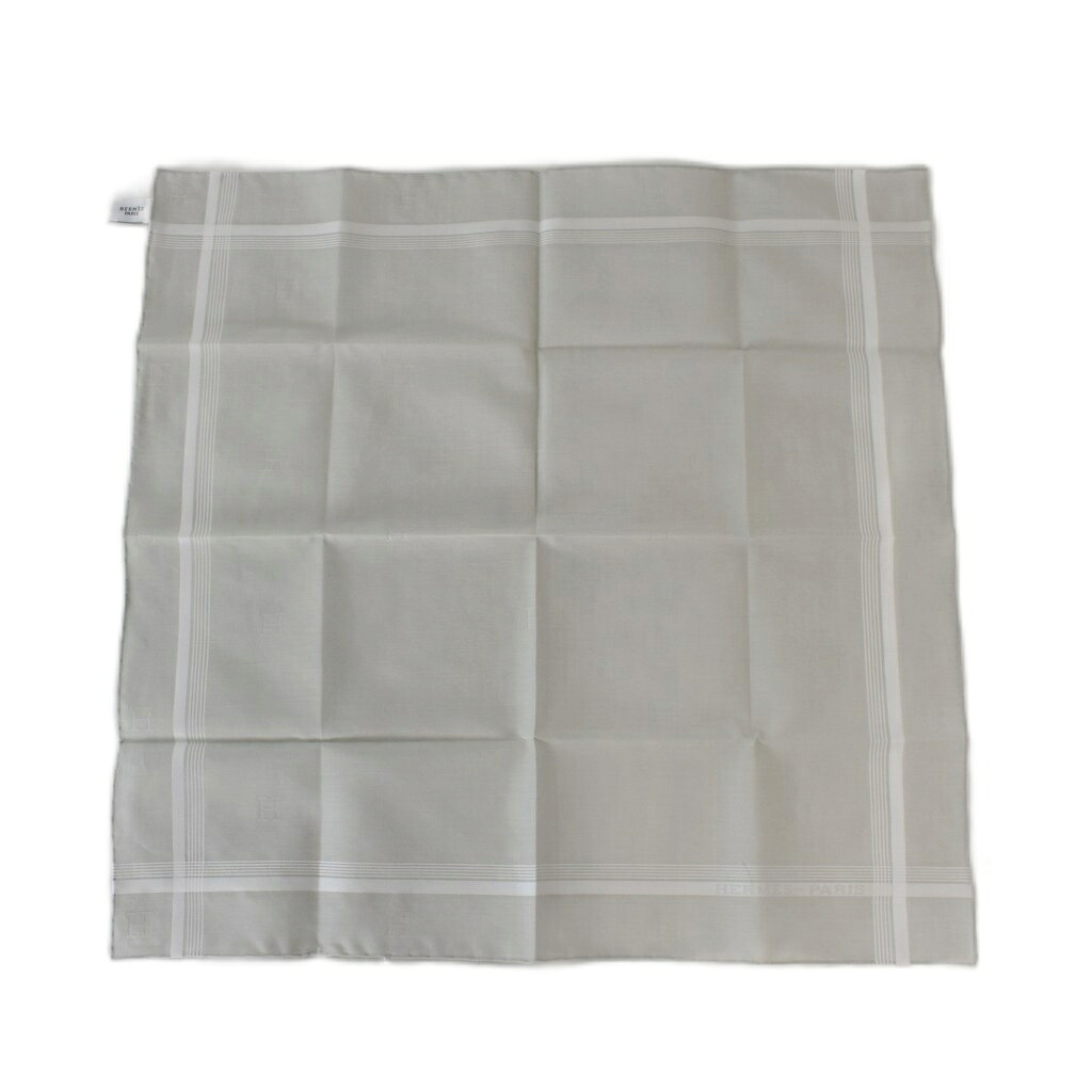 【中古】エルメス HERMES 汗手拭い H浮彫り 照合のしるし柄 縞飾りつけ Hロゴタイプ 46×46 薄墨色 薄墨色 白 白いこと メンズ 【ベクター 古着】 260317