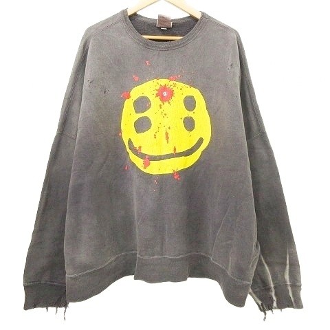 【中古】仙マイケル SAINTMICHAEL 24AW CP_CREW SWT SMILE わらい顔 汗水 調教師 不都合産業 L 薄墨色 SM-YS1-0000-C06 ☆AA★ メンズ 【ベクター 古着】 260313