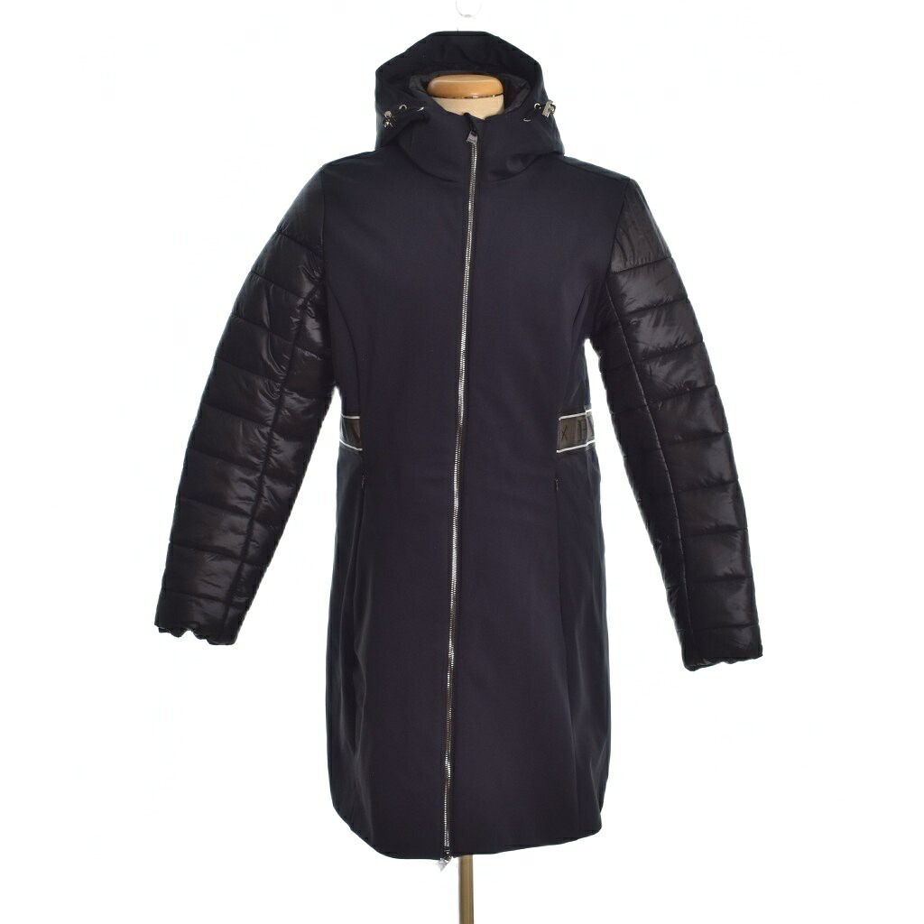【中古】HV POLO 中綿厚地の外套 ボンネット ナイロン ロゴタイプ磁気テープ 無地 ドローコード ジップアップ 真っただ中丈 袖うつり変わり L 紺 米国海軍 0406093354 レディース 【ベクター 古着】 260330