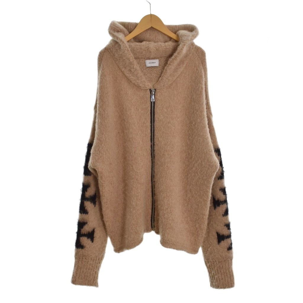 【中古】ASKYURSELF アスクユアセルフ BRUSHED CROSS ZIP KNIT HOODIE ジップパーカー セーター L アイボリー ベージュ メンズ 【ベクトル 古着】 260331
