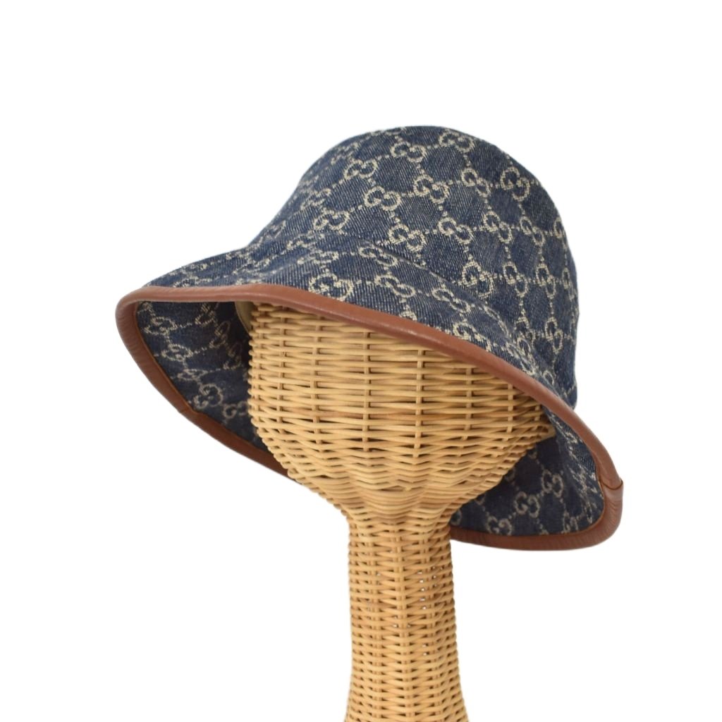 【中古】グッチ GUCCI GG帆布 ジーンズ 井戸釣瓶かぶり笠 かぶり笠 L 青 青み 576371 ☆AA★ レディース 【ベクター 古着】 260405