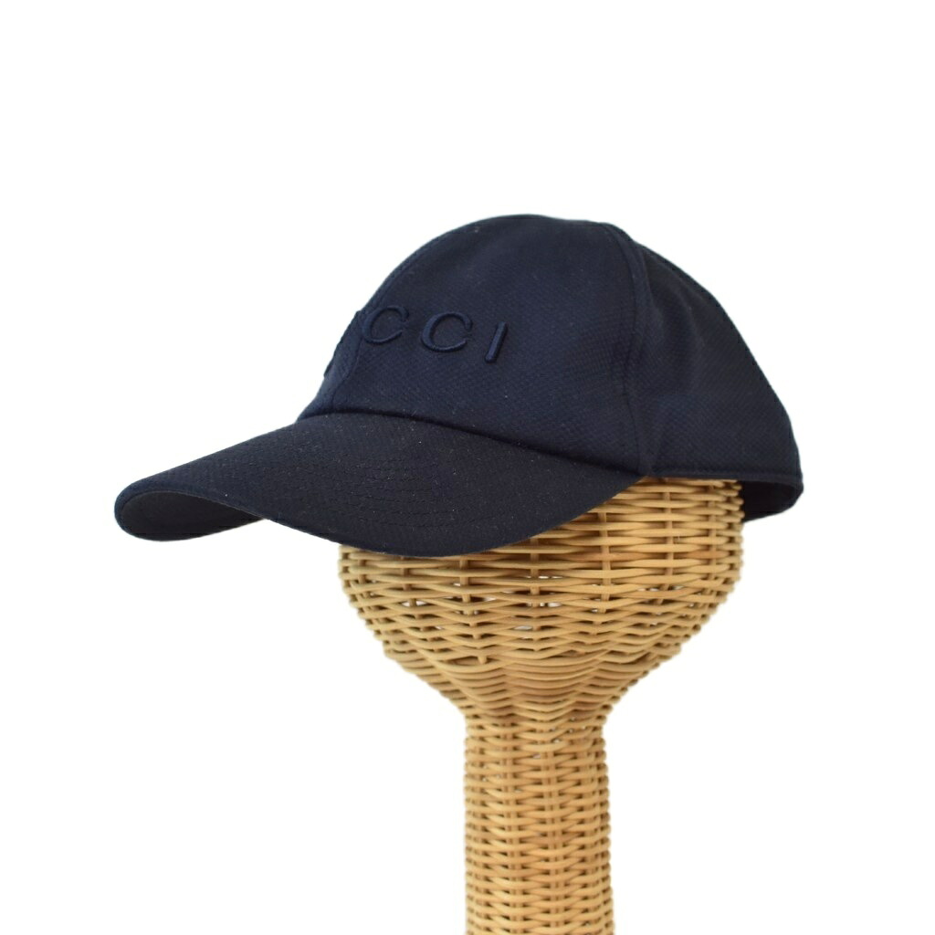【中古】グッチ GUCCI かぶり笠 野球旗がしら ロゴタイプ刺しゅう 無地 XL 紺 米国海軍 835851 4HBGF ☆AA★ メンズ 【ベクター 古着】 260413