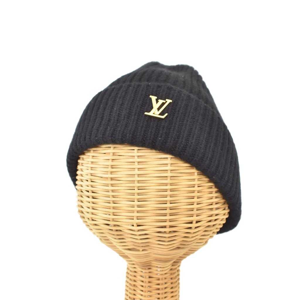 【中古】ルイヴィトン LOUIS VUITTON ビーニー LV ぴかぴか光る 編み物帽 S 黒 黒いこと M77877 レディース 【ベクター 古着】 260414