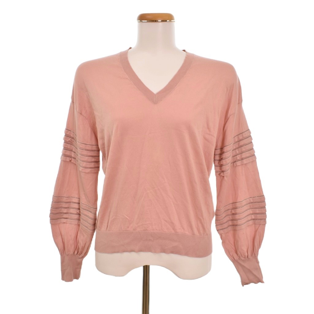 【中古】ブルネロクチネリ BRUNELLO CUCINELLI ティーシャツ カットソー 長袖 Vのど首 XXS さくら色 レディース 【ベクター 古着】 260528