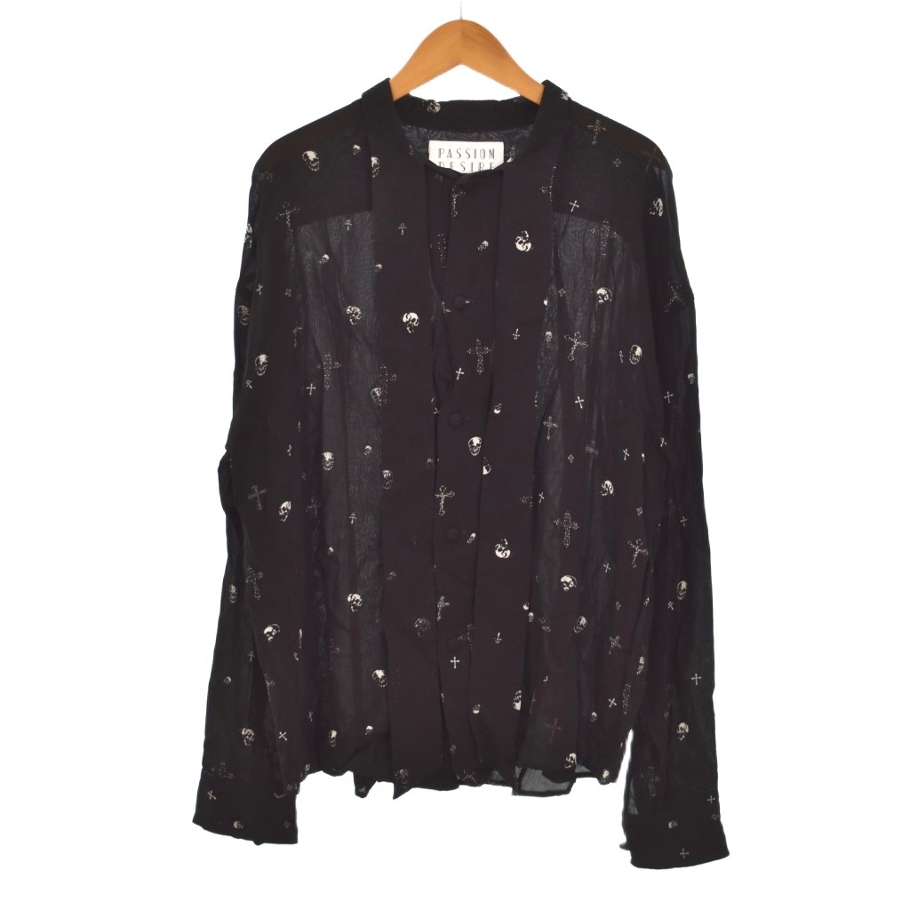 【中古】el conductor H 音楽監督 BOW-TIE SHIRT CROSS AND SKULL 洋弓引き分けプルオーバー 差し交わす スカル ロゴタイプ継ぎ切れ 2 黒 黒いこと 白 白いこと PD22SS01 メンズ 【ベクター 古着】 260527