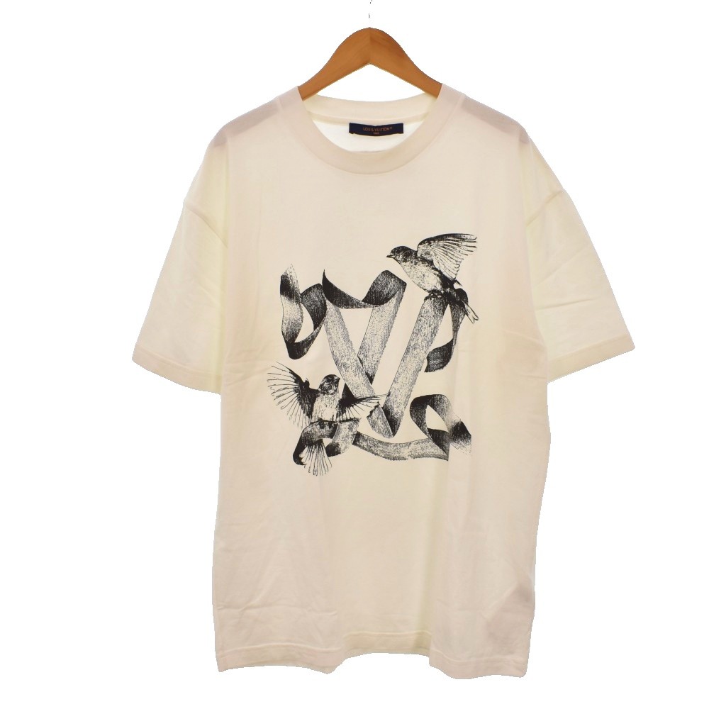 【中古】ルイヴィトン LOUIS VUITTON 23AW LV小鳥 シグネチャープリンテッド ティーシャツ 半袖 M 白 白いこと RM232 NPG HPY83W メンズ 【ベクター 古着】 260606
