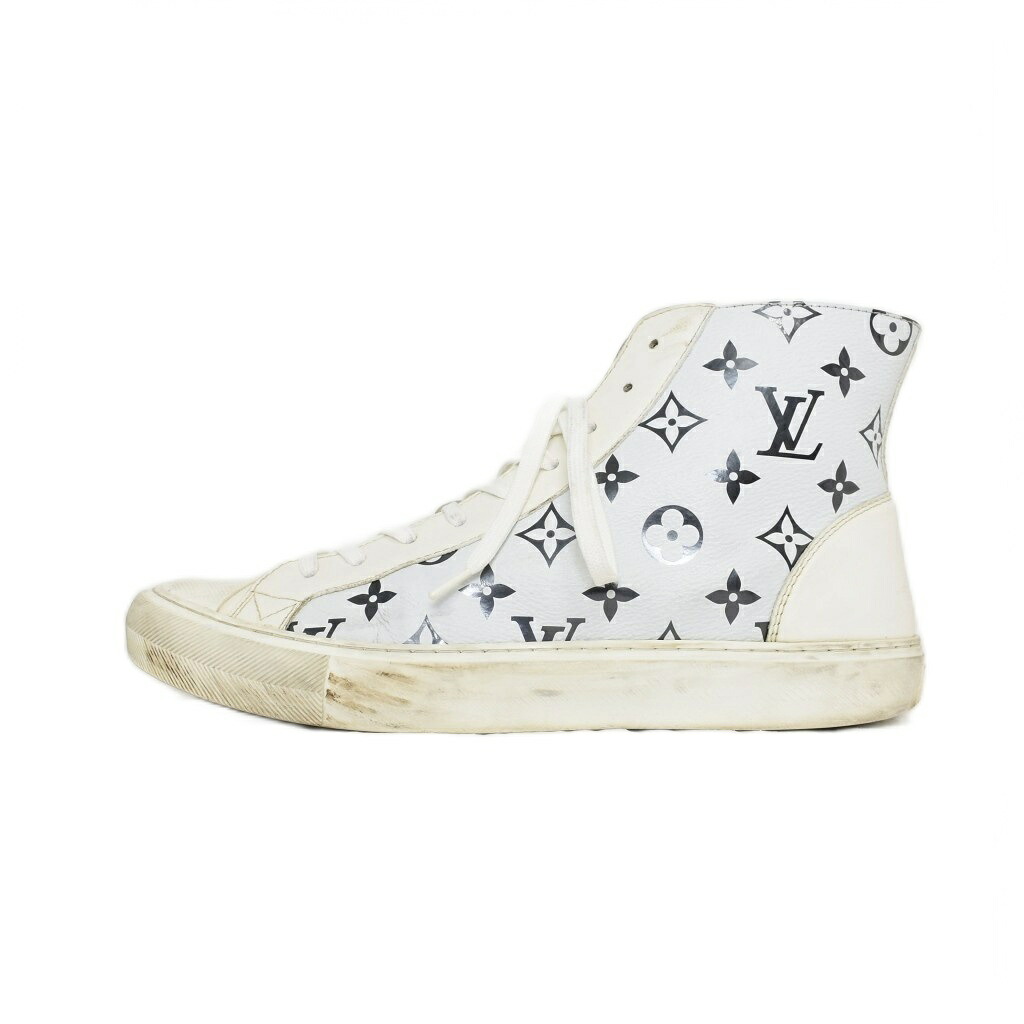 【中古】ルイヴィトン LOUIS VUITTON 21SS タトゥーライン モノグラム レザー ハイカット スニーカー 7 白 ホワイト 1A8KH5 ☆AA★ メンズ 【ベクトル 古着】 260609｜ブランド古着の買取販売ベクトル