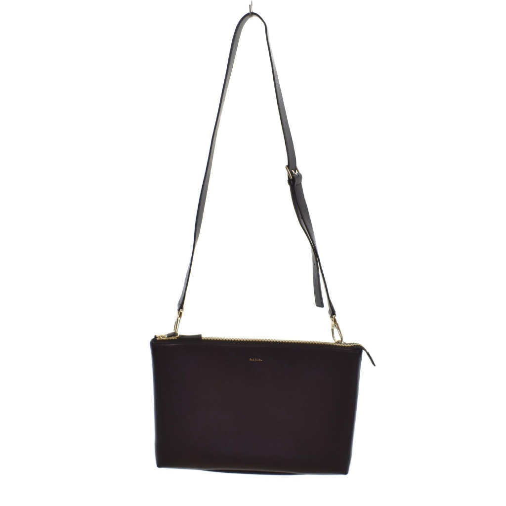 【中古】ポールスミス PAUL SMITH ショルダーバッグ セカンドバック ロゴプリント 無地 レザー 黒 ブラック メンズ 【ベクトル 古着】 260630｜ブランド古着の買取販売ベクトル