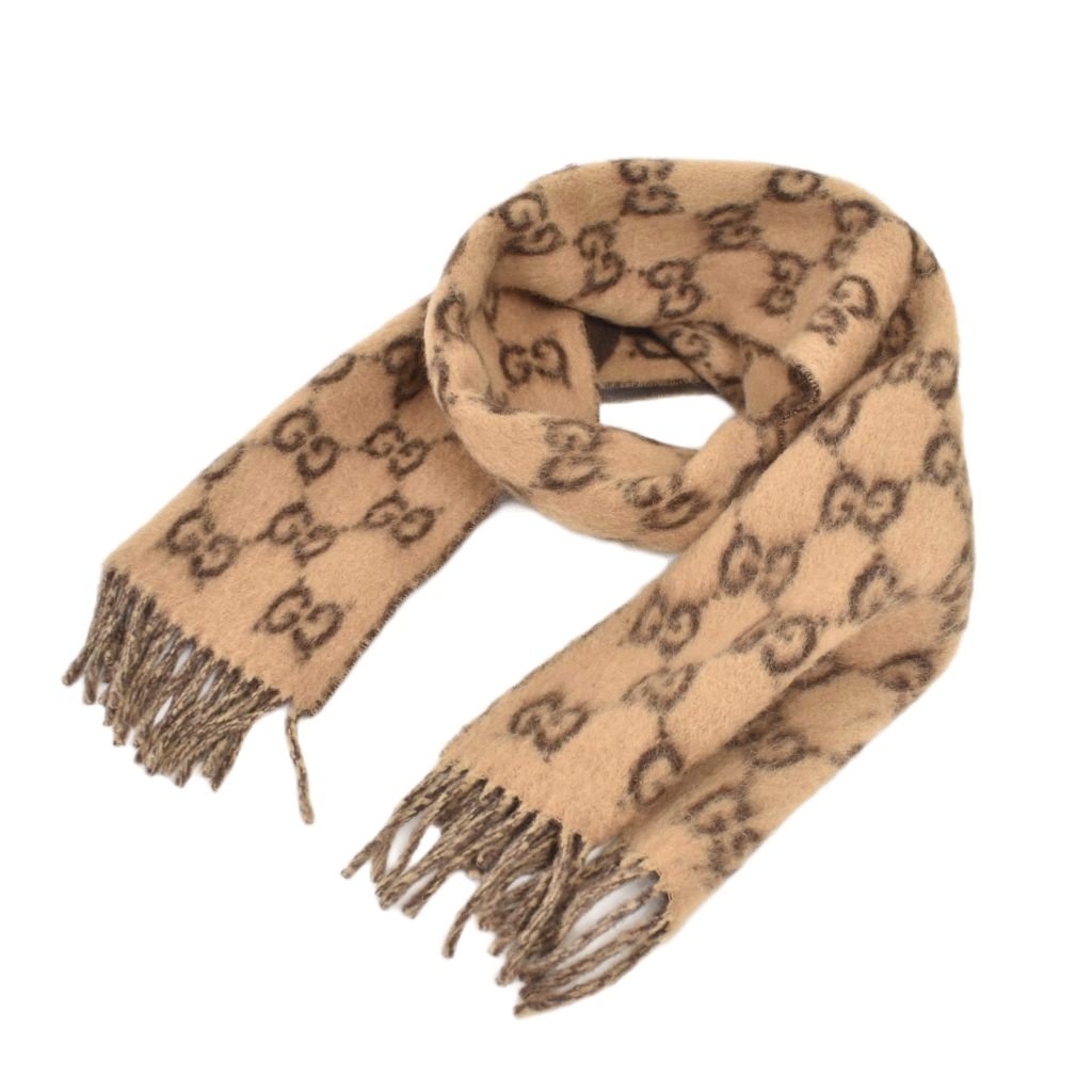 【中古】グッチ GUCCI GGアルパカ ウール スカーフ マフラー 茶 ブラウン 851289 4GAKV ☆AA★ メンズ レディース 【ベクトル 古着】 260628|ブランド古着の買取販売ベクトル