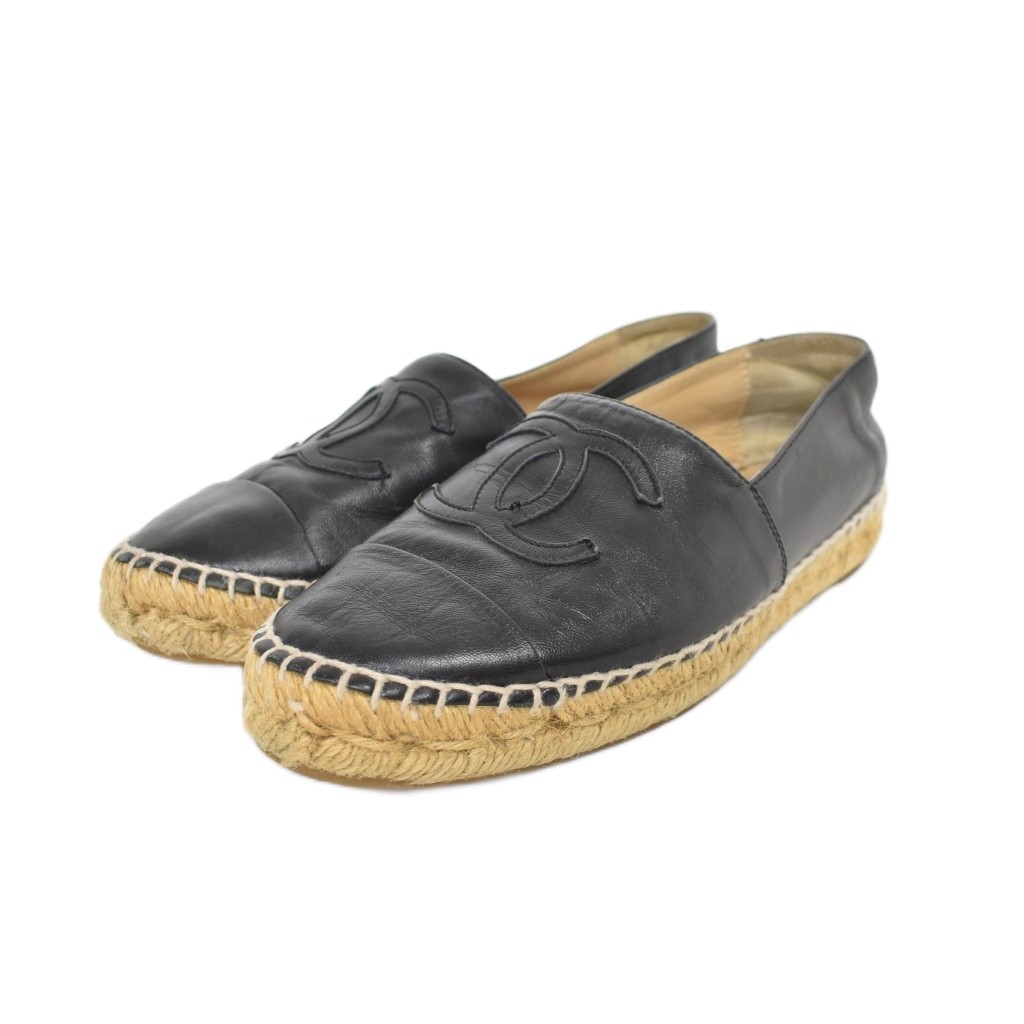 【中古】シャネル CHANEL ココマーク エスパドリーユ スリッポン 37 黒 ブラック G29762 ☆AA★ レディース 【ベクトル 古着】 260628｜ブランド古着の買取販売ベクトル