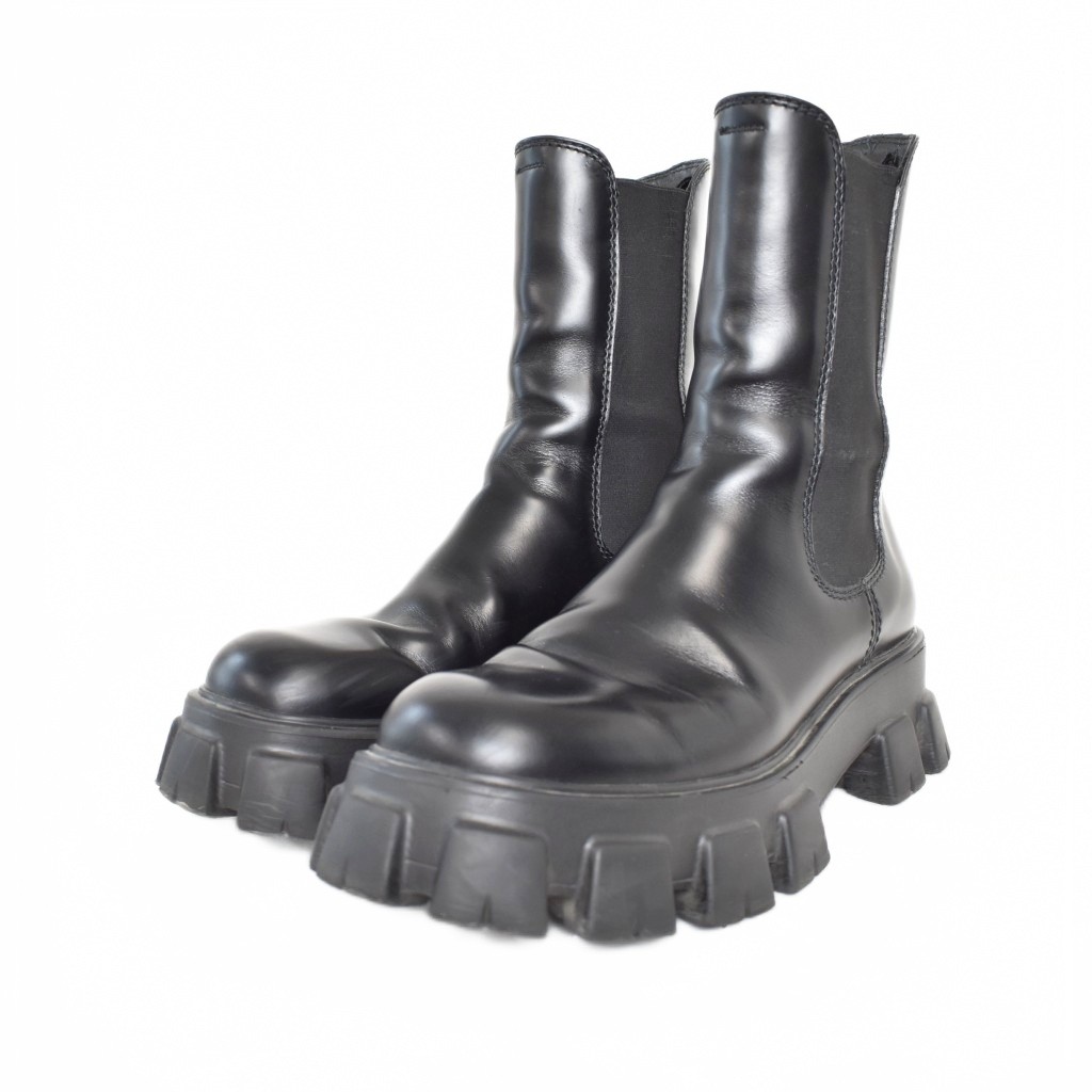 【中古】プラダ PRADA モノリス ブラッシュド レザー チェルシー ブーツ 9.5 黒 ブラック 2UE027 メンズ 【ベクトル 古着】 260707|ブランド古着の買取販売ベクトル