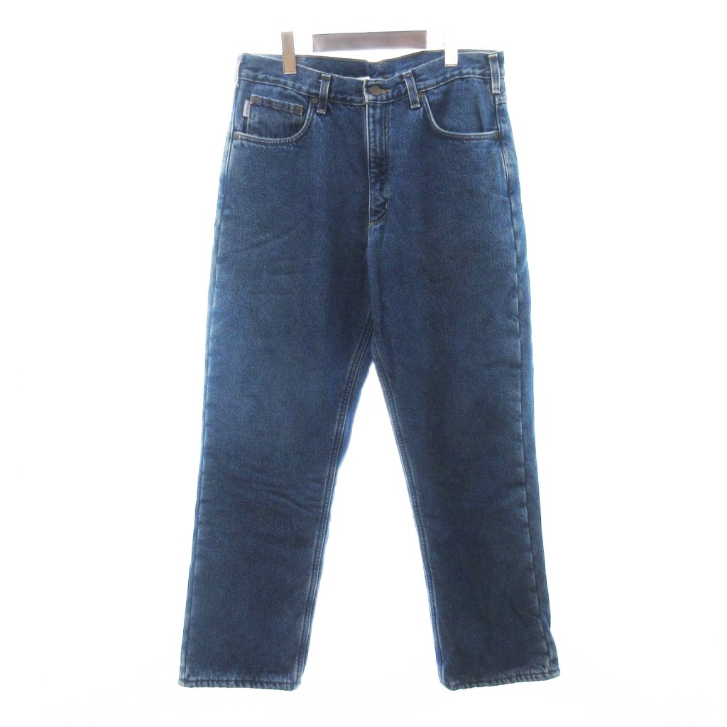 【中古】カーハート carhartt デニムパンツ ジーンズ ジップフライ 裏起毛 インディゴ 青 ブルー W34L32 ☆AA★ メンズ 【ベクトル 古着】 251219