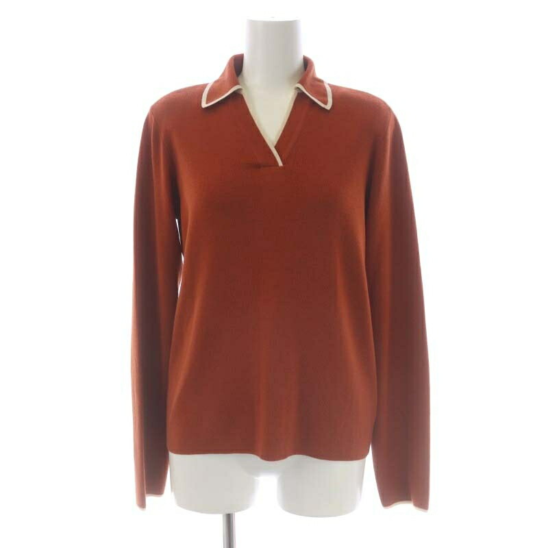 【中古】フォクシー FOXEY Caramel Ribbon ニット セーター ニットシャツ 長袖 38 テラコッタ 40180 /DF ■OS レディース 【ベクトル 古着】 250424