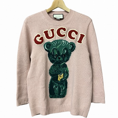 【中古】グッチ GUCCI 18AW テディベア ジャガードニット ティーシャツ サクラ色 S ■GY41 レディース 【ベクター 古着】 250616