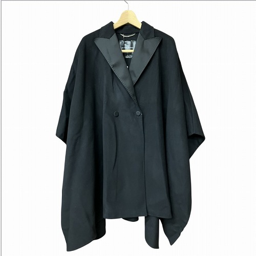 【中古】ERMANNO SCERVINO エルマンノシェルビーノ ポンチョ ウール コート 黒 ブラック 38 ■GY41 レディース 【ベクトル 古着】 250619