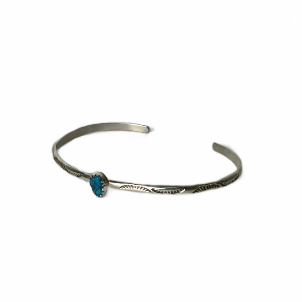 【中古】スタンプワーク ターコイズシルバーバングル USA刻印 sterling刻印 アクセサリー ブレスレッド シルバー ★AA☆ メンズ レディース 【ベクトル 古着】 250831