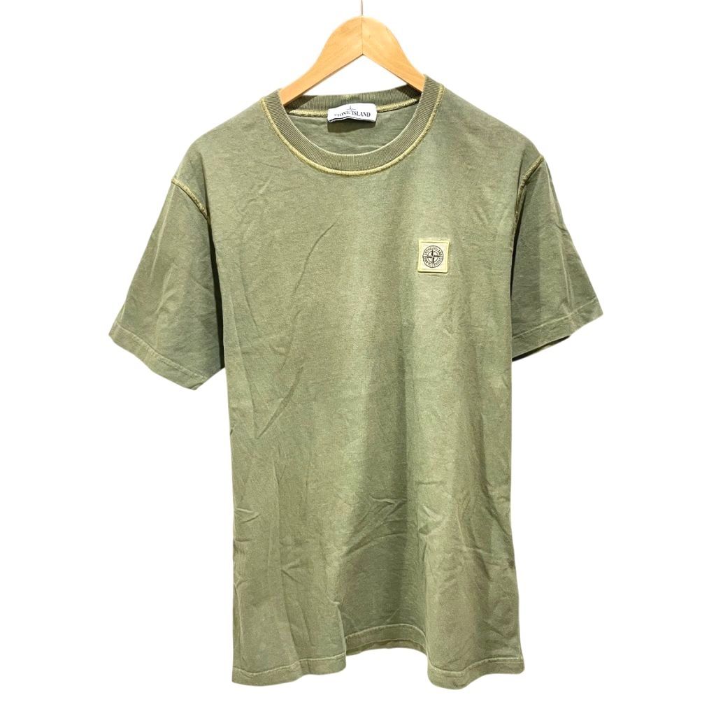 【中古】ストーンアイランド STONE ISLAND ロゴワッペン Tシャツ カットソー 半袖 761523742 L 緑 カーキ ☆AA★ メンズ 【ベクトル 古着】 250918