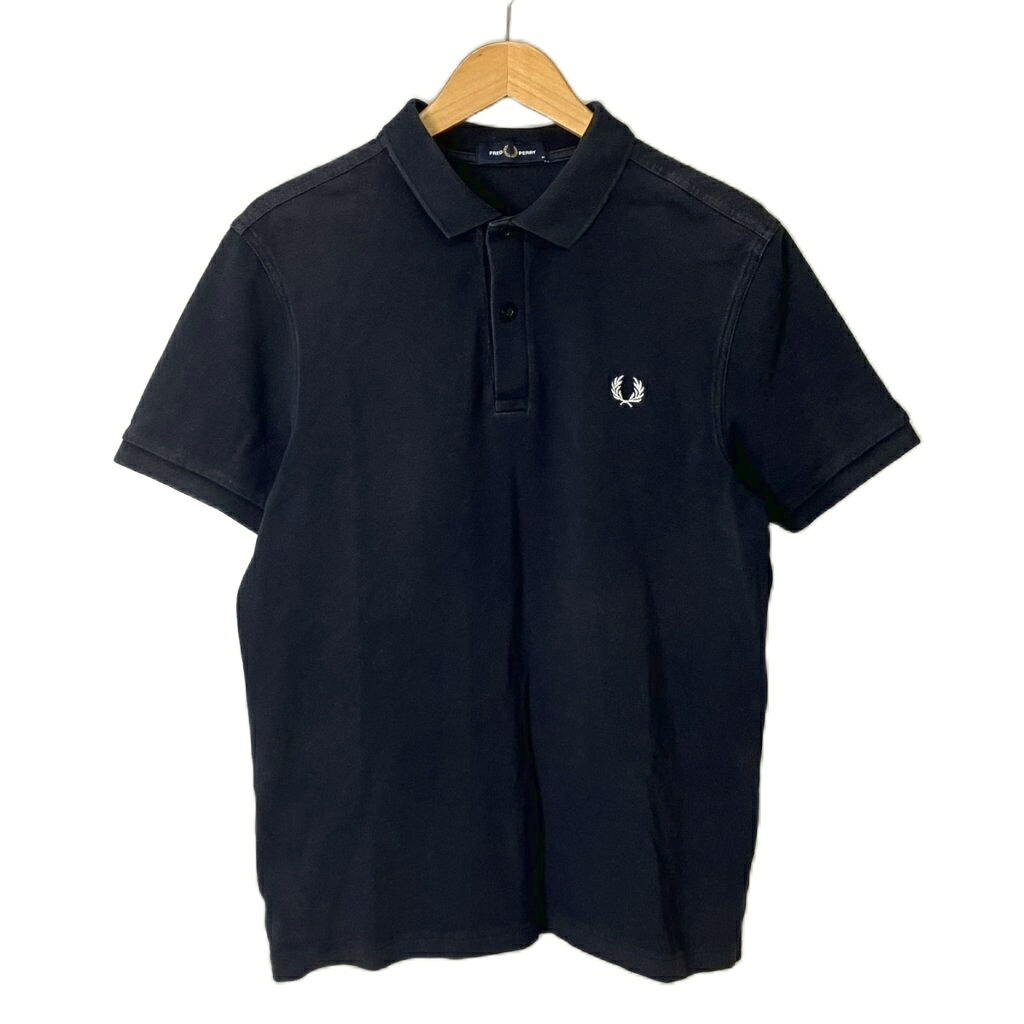 【中古】フレッドペリー FRED PERRY ロゴ刺繍 ポロシャツ コットン M 紺 ネイビー M6000 608 01885 414 メンズ 【ベクトル 古着】 251117