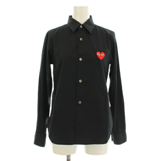 【中古】プレイコムデギャルソン PLAY COMME des GARCONS AD2020 シャツ 長袖 ハート ワッペン コットン S 黒 ブラック AZ-B001 /KU レディース 【ベクトル 古着】 251120