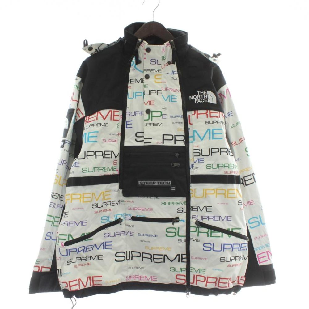 【中古】ザノースフェイス THE NORTH FACE × シュプリーム Supreme 21AW スティープ テック アポジー 上衣 Steep Tech Apogee Jacket お山パーカー ナイロン ボンネット ジップアップ 総柄 ロゴタイプ 刺しゅう L マルチ色つや NP52102I /XZ ■GY18 メンズ 【ベクター 古着】