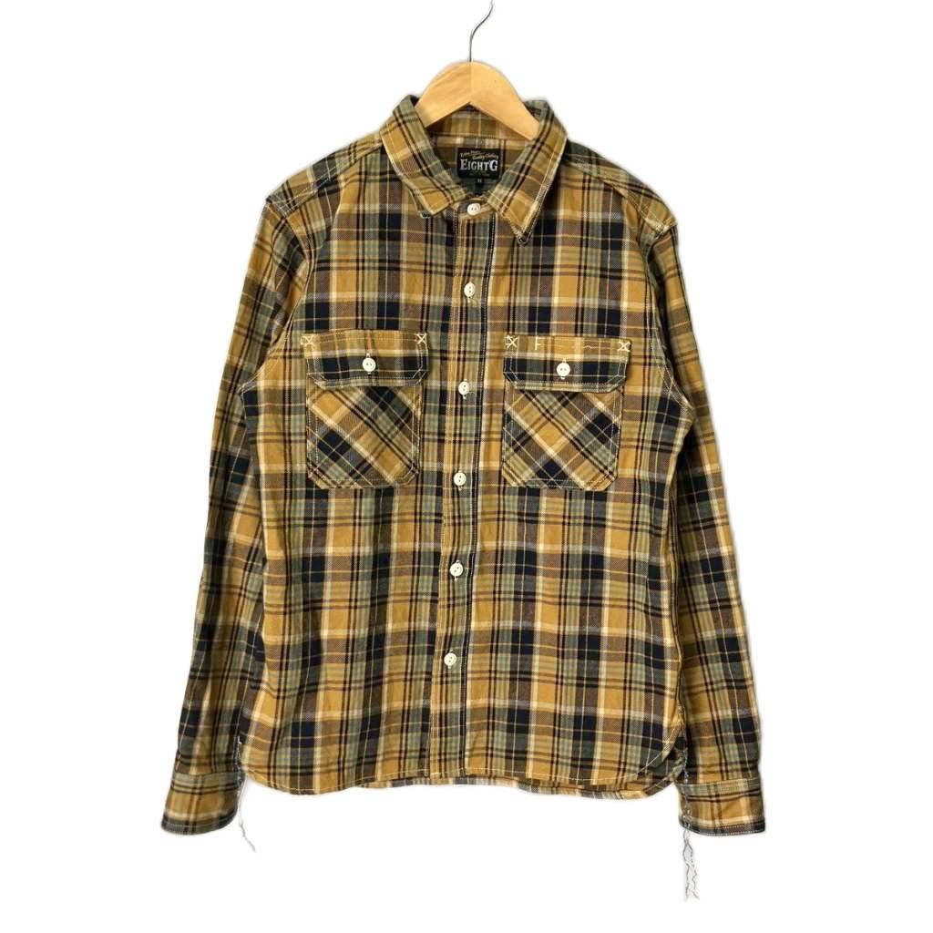 【中古】EIGHT－G エイトジー 11oz ツイルチェックフランネルシャツ 長袖 M イエロー 8LS-68 メンズ 【ベクトル 古着】 260216