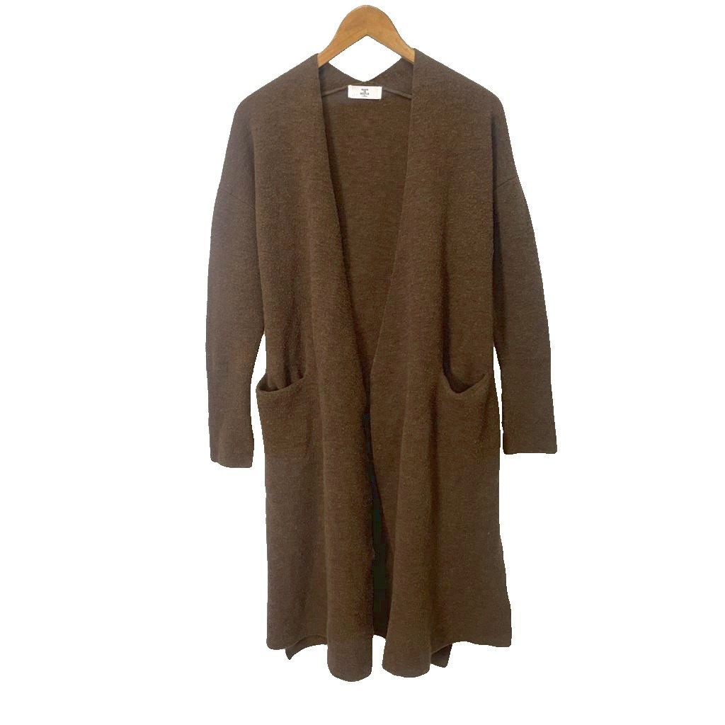 【中古】メゾンドリーファー MAISON DE REEFUR ロングニットカーディガン コート ウール混 長袖 38 ブラウン レディース 【ベクトル 古着】 260305