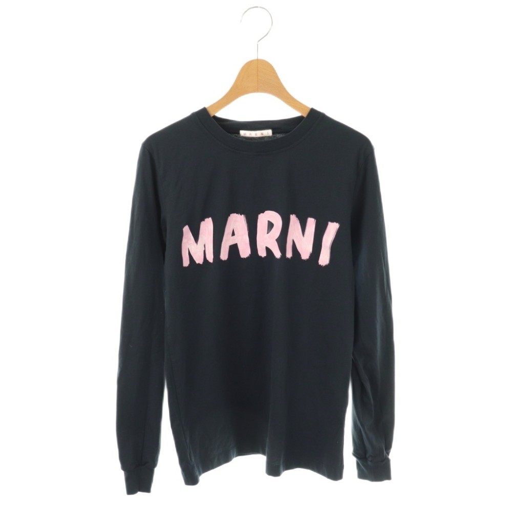 【中古】マルニ MARNI 23SS ロゴ オーガニックコットンジャージー Tシャツ カットソー 長袖 38 ネイビー /HK ■OS レディース 【ベクトル 古着】 260308|ブランド古着の買取販売ベクトル