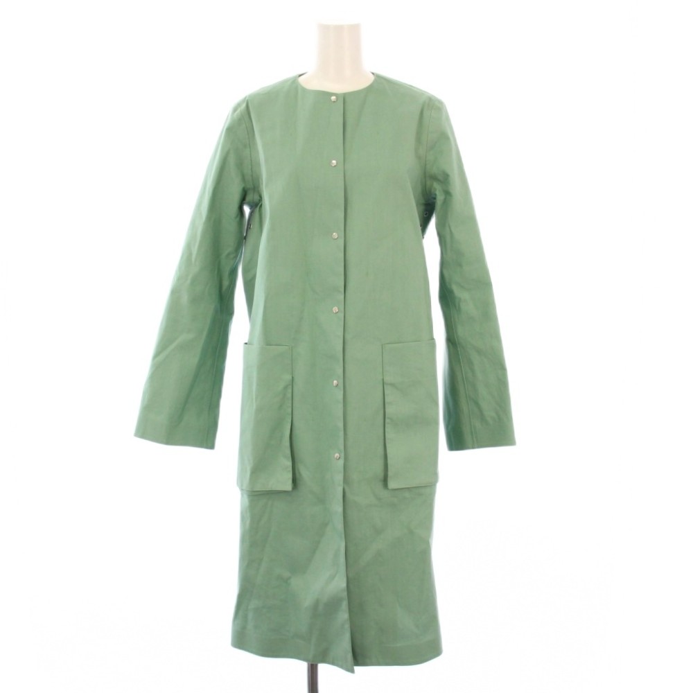 【中古】トラディショナルウェザーウェア Traditional Weatherwear スプリングコート ノーカラーコート ロング アウター 34 緑 L211APFCO0156BL /KH レディース 【ベクトル 古着】 260308