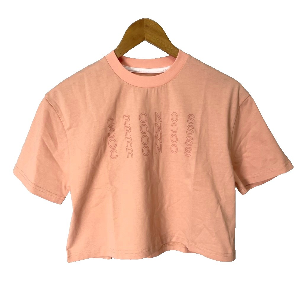 【中古】クロノス CRONOS Tシャツ カットソー ロゴ 半袖 ショート丈 クロップド丈 S ピンク レディース 【ベクトル 古着】 260319