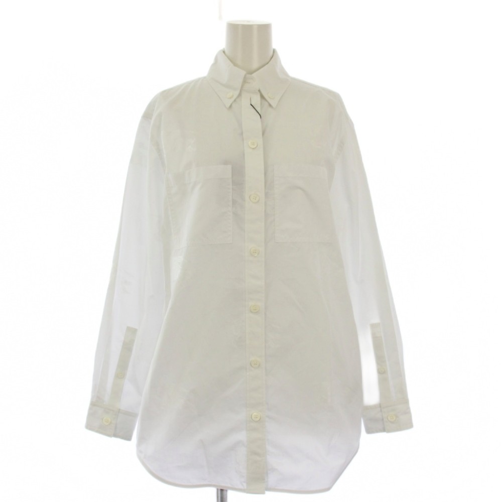 【中古】赤ちょうちんバリー BURBERRY cotton blend shirt プルオーバー 綿織物 ロゴタイプ 長袖 隠し 導管 刷り上げる IT36 白 8067848 /TK レディース 【ベクター 古着】 260330