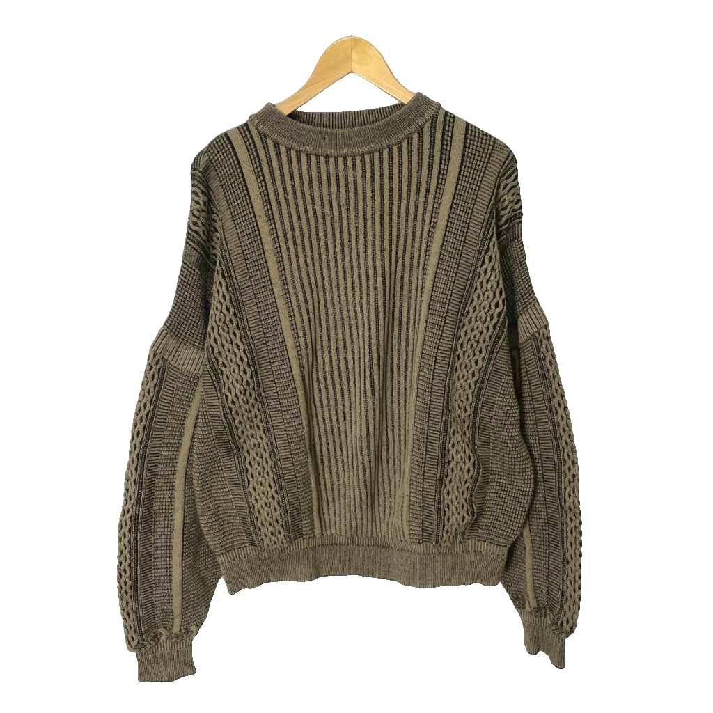 【中古】ヤシキ YASHIKI Kuchiba Knit アラン ニット セーター 長袖 YSK-24AW-KN03 2 ブラウン系 ブラック メンズ 【ベクトル 古着】 260331